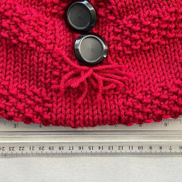 HANDCRAFTED RED KNIT PURSE HANDBAG BAG WOOD HANDLES FULLY LINED - Picture 9 of 10